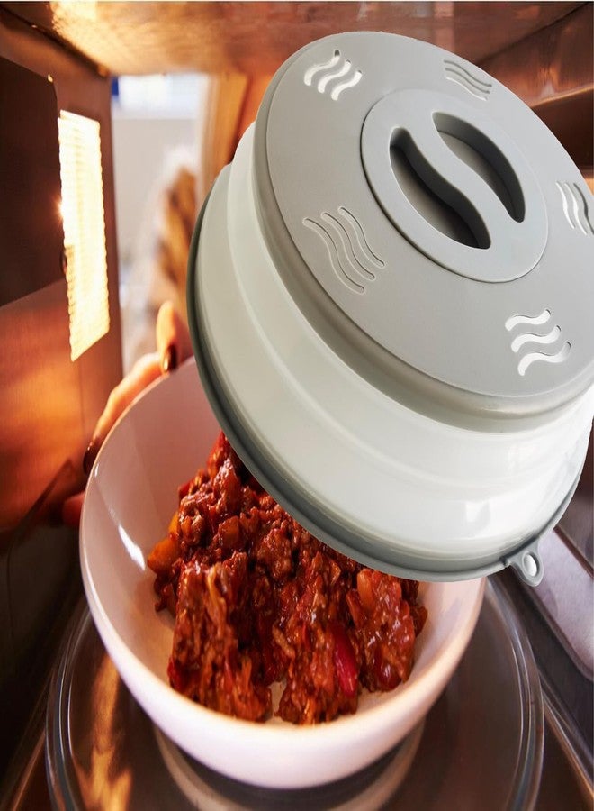 XGHJ Microwave Splatter Cover Vented for Food, Splatter Guard & Colander Kitchen Gadget for Fruit Vegetables Microwave Plate Cover with Hook Hole,Dishwasher-Safe,BPA-Free Silicone & Plastic (Grey) - Image 2